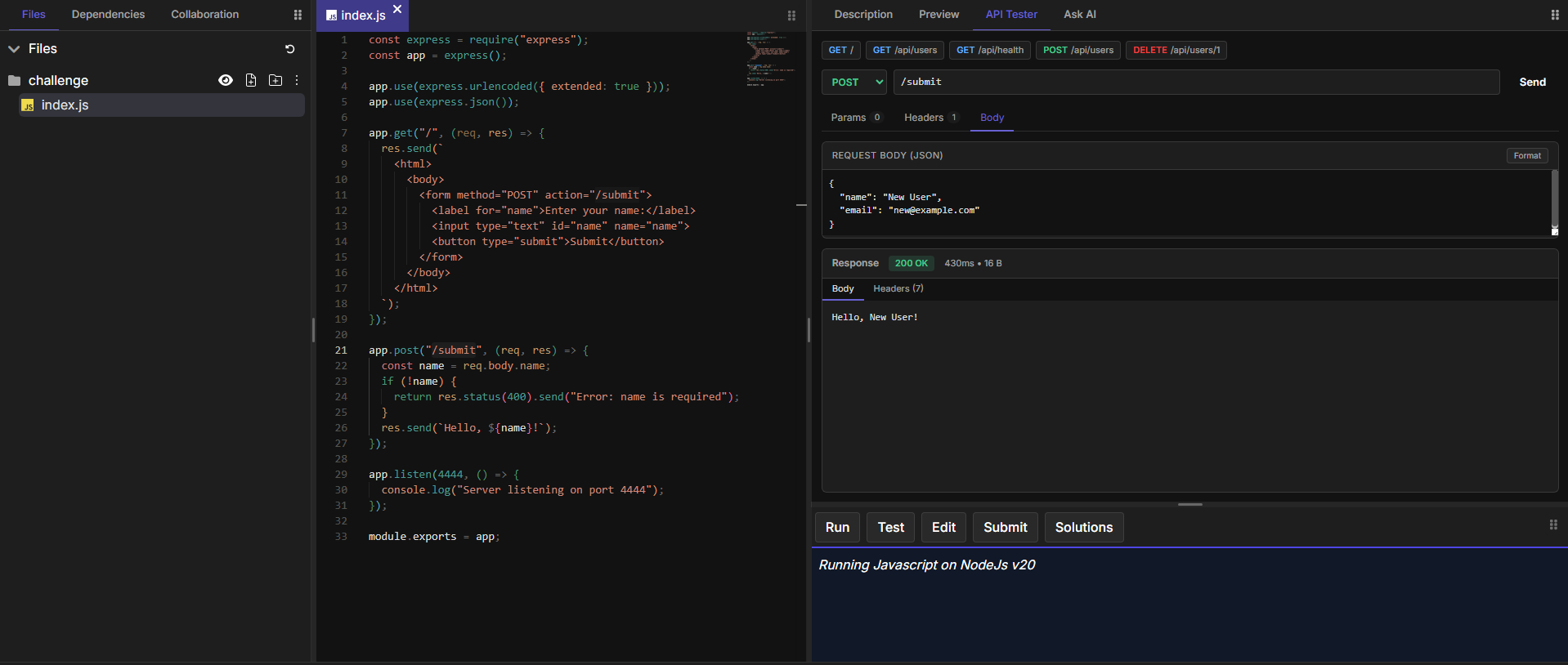 POST request example